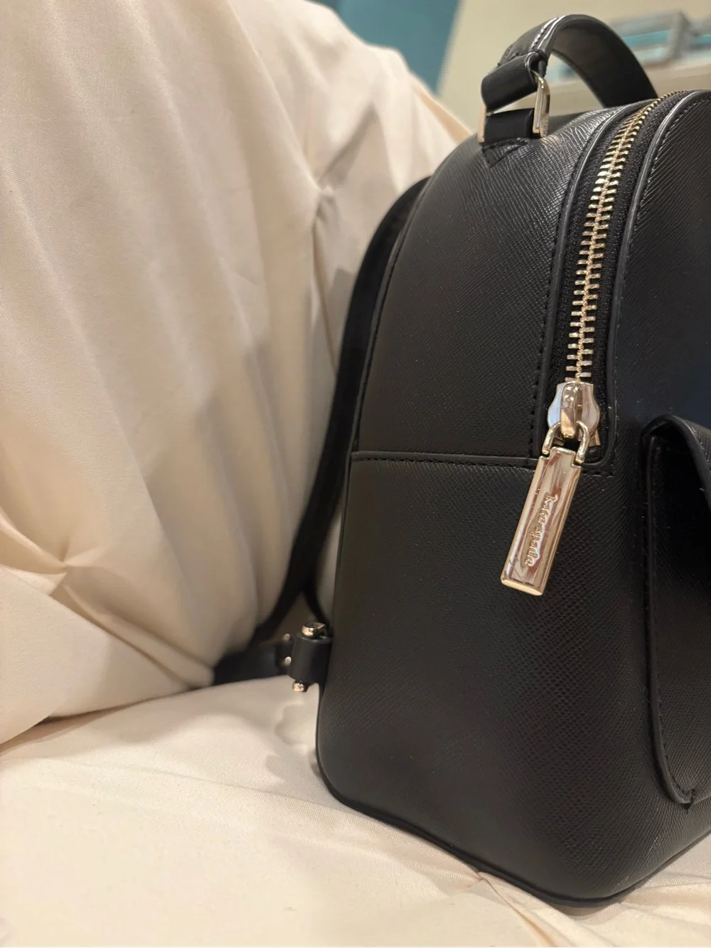 Kate Spade New York Schuyler Black PVC Saffiano Leather Mini Backpack EUC